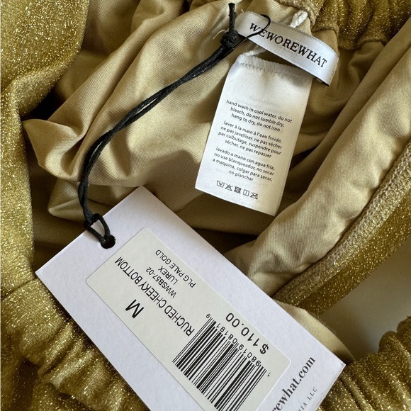 NWT Weworewhat Ruched cheeky bottom in pale gold - Picture 5 of 6